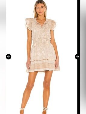 Cleobella Organic Cotton Floral Printed Ruffle Rachelle Mini Dress Block Print